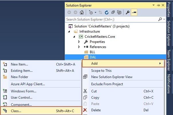 Adding New Class in Folder